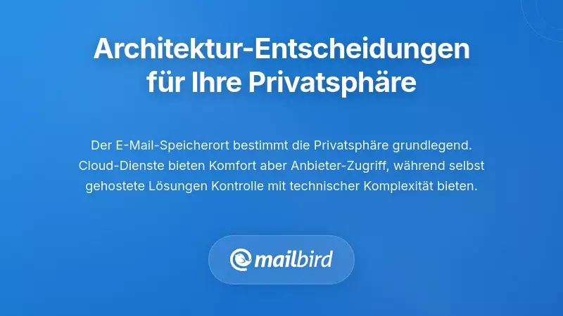 E-Mail-Architekturvergleich, der cloudbasierte vs. lokale Speicherm&ouml;glichkeiten f&uuml;r die Privatsph&auml;re zeigt