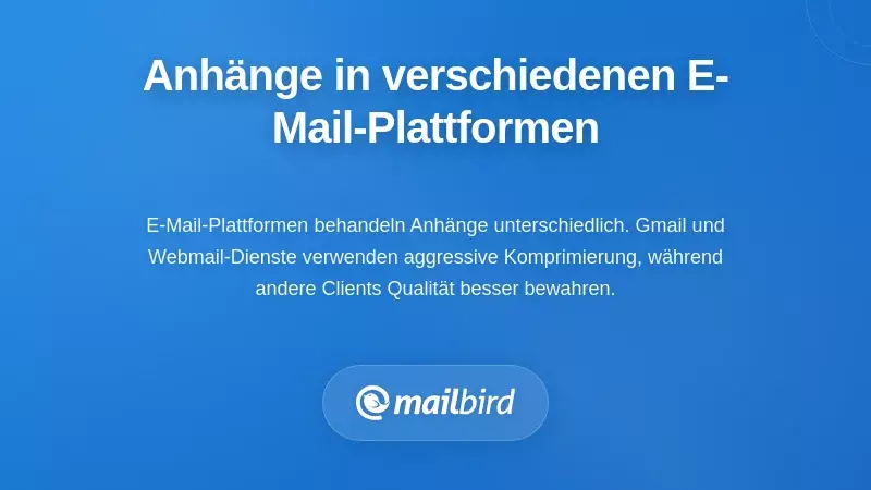 Vergleich von E-Mail-Plattformen mit unterschiedlichen Methoden zur Behandlung und Komprimierung von Anh&auml;ngen
