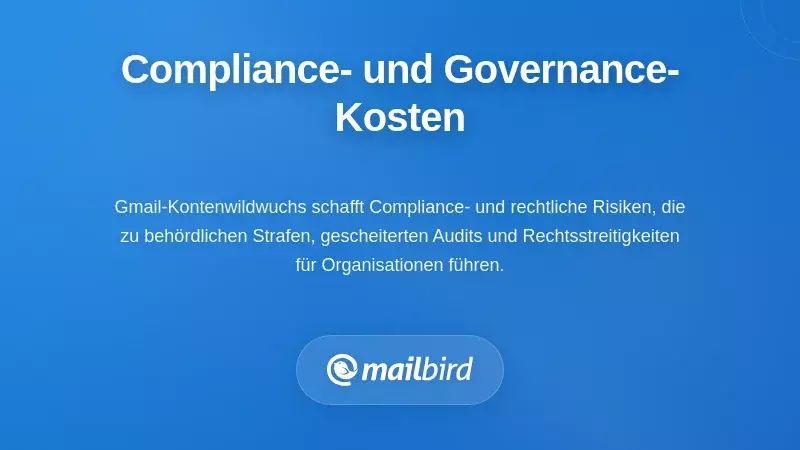 Diagramm zur Compliance-Risikoanalyse, das die rechtlichen Risiken durch unkontrollierte Gmail-Kontenverbreitung zeigt
