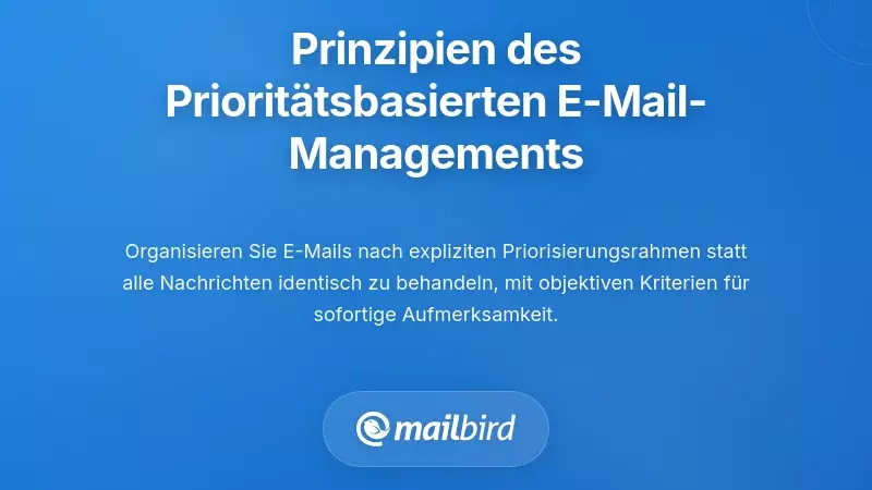 Visueller Rahmen f&uuml;r priorit&auml;tsbasiertes E-Mail-Management mit kategorisierter Posteingangsstruktur