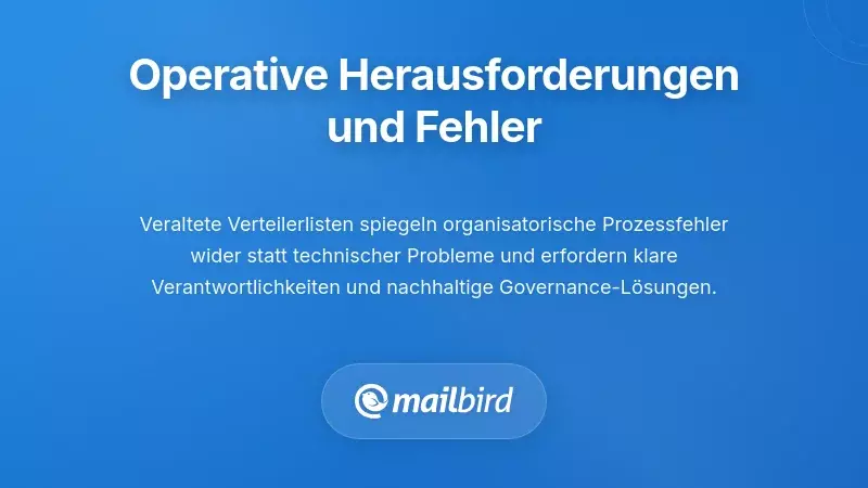 Diagramm, das organisatorische Prozessfehler zeigt, die zu veralteten E-Mail-Verteilerlisten führen