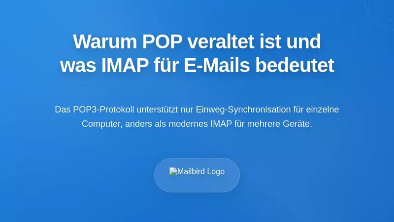 Diagramm, das die Unterschiede der Server-Client-Synchronisation der E-Mail-Protokolle POP und IMAP zeigt