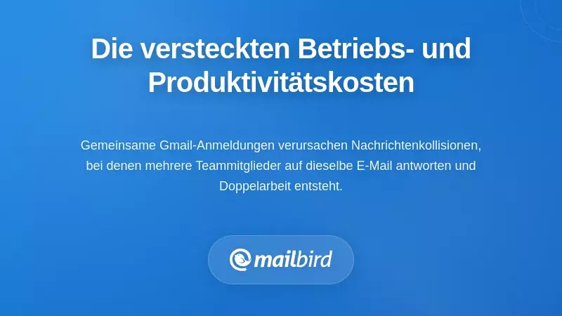 Diagramm, das Produktivitätsverluste im Team und Arbeitsablaufineffizienzen durch gemeinsame E-Mail-Logins zeigt