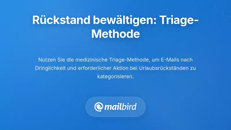 E-Mail-Triage-Methode zeigt organisierte Posteingangsverwaltung zum effizienten Abbau von Urlaubsrückständen
