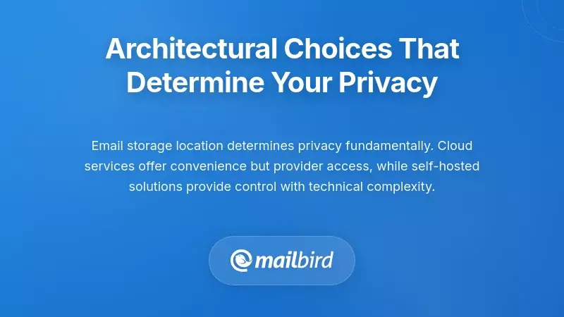 Email architecture comparison showing cloud-based vs local storage privacy options