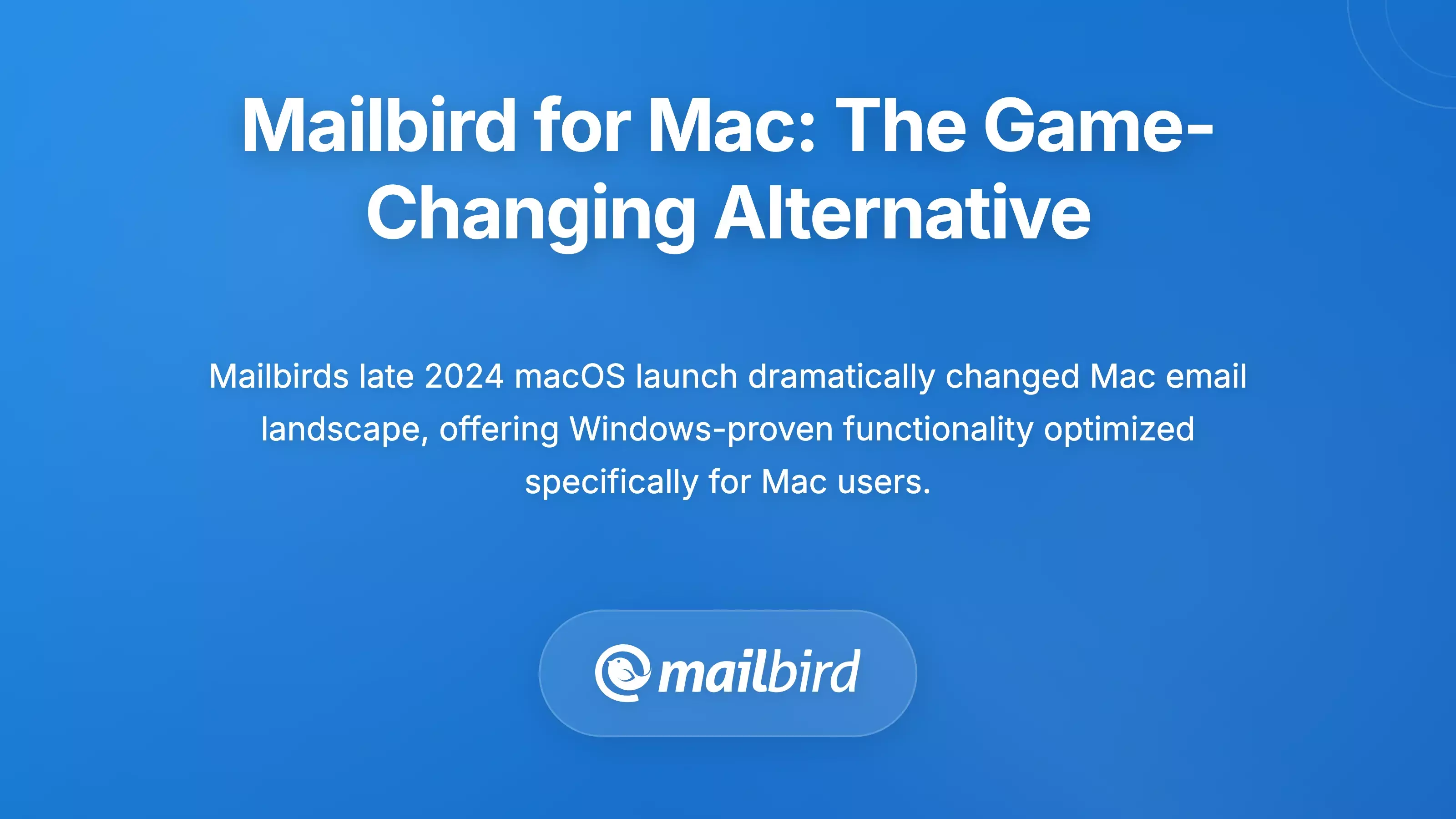 Mailbird for Mac email client interface showing Zoho Business Mail integration and native macOS features