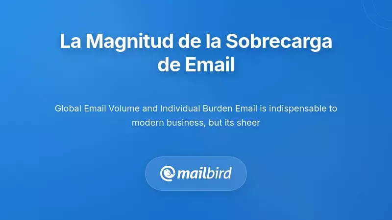 Profesional abrumado frente a una bandeja de entrada de correo electr&oacute;nico desbordada con insignias de notificaci&oacute;n