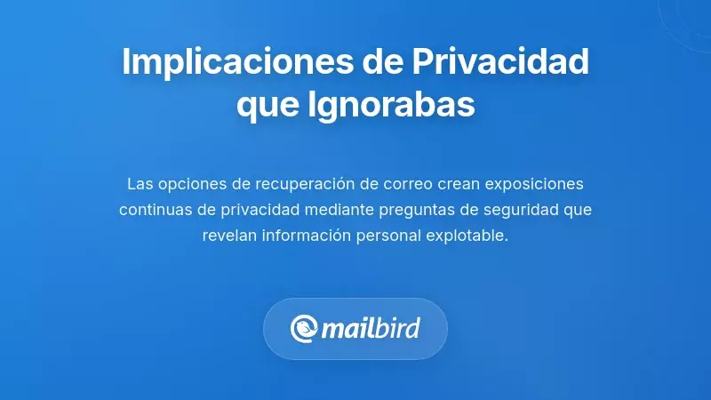 Infograf&iacute;a que ilustra los riesgos de privacidad y la exposici&oacute;n de datos de las configuraciones de recuperaci&oacute;n de email y opciones de respaldo
