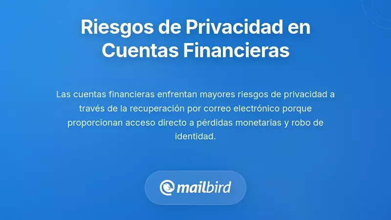 Seguridad de cuentas financieras mostrando vulnerabilidades en la recuperación de contraseña por email y riesgos de violación de datos