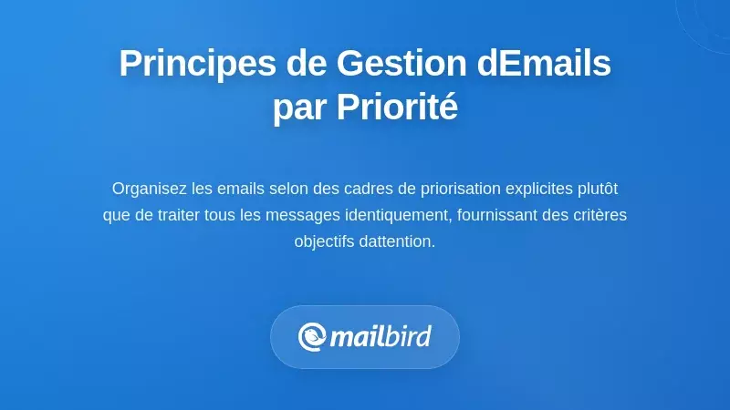 Cadre visuel pour la gestion des e-mails basée sur les priorités avec une structure de boîte de réception catégorisée