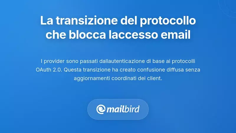 La transizione del protocollo di autenticazione che interrompe l'accesso ai client email