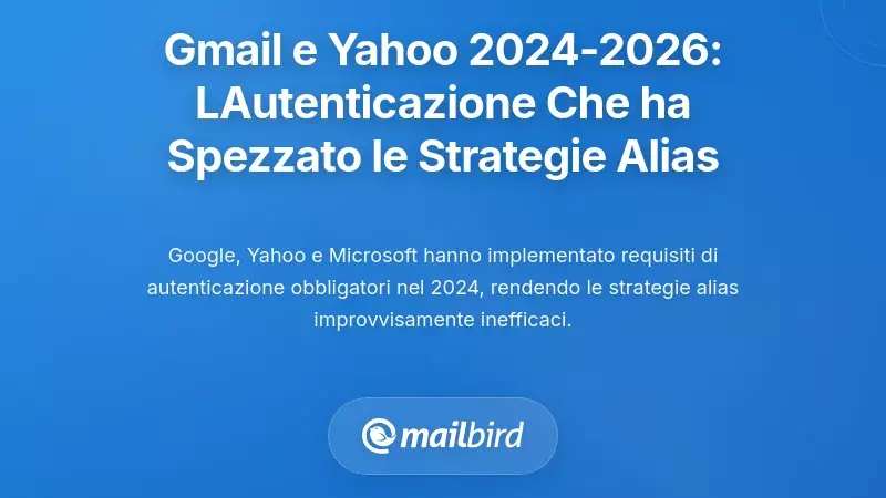 Timeline di Autenticazione 2024-2026 di Gmail e Yahoo: L'Applicazione Che Ha Infranto le Strategie di Alias