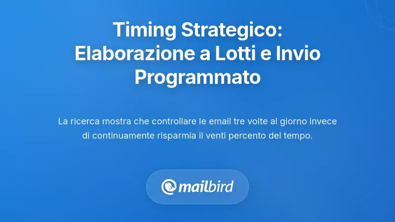 Tempistica Strategica: Elaborazione a Blocchi e Finestra Programmata per le Email