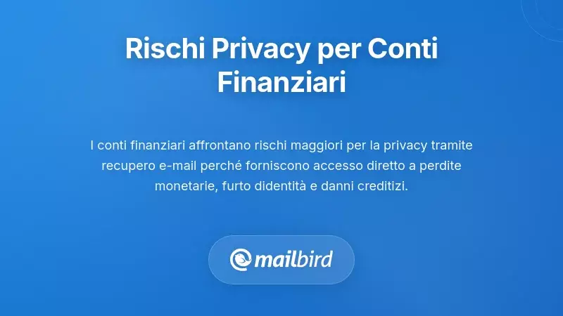 Sicurezza dell'account finanziario che mostra le vulnerabilit&agrave; del recupero password via email e i rischi di violazione dei dati