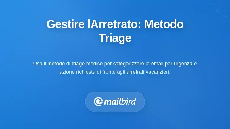 Metodo triage per le email che mostra una strategia organizzata di gestione della posta per smaltire efficacemente l'arretrato post-vacanze