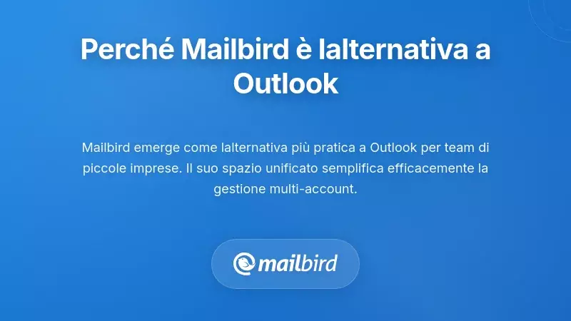 Interfaccia del client di posta Mailbird che mostra una casella di posta unificata e integrazioni di app per utenti di piccole imprese