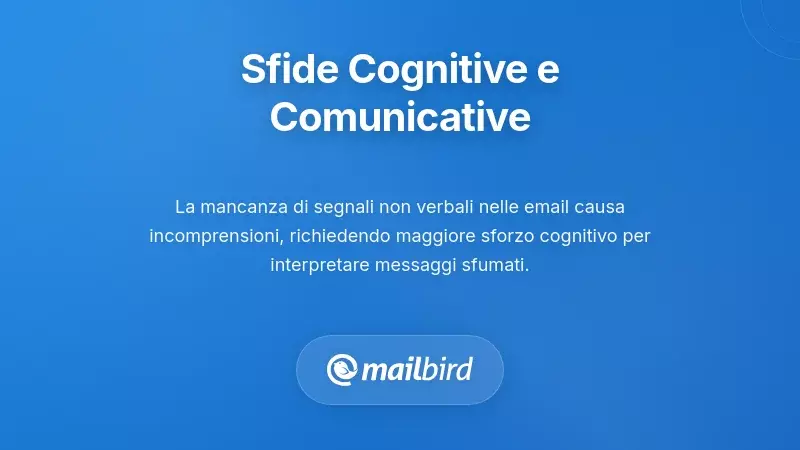 Rappresentazione visiva delle sfide di incomprensione email e problemi di interpretazione del tono nei team