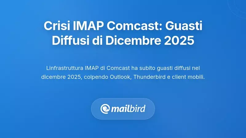 La crisi IMAP di Comcast: i guasti diffusi di dicembre 2025