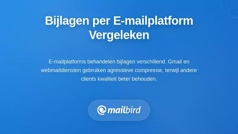 Vergelijking van e-mailplatforms die verschillende manieren van bijlageverwerking en compressie laten zien