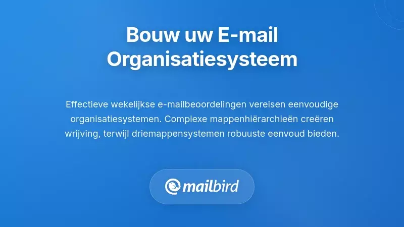 Eenvoudig e-mailmappenorganisatiesysteem met duidelijke categorie&euml;n voor een effectieve wekelijkse beoordelingsprocedure