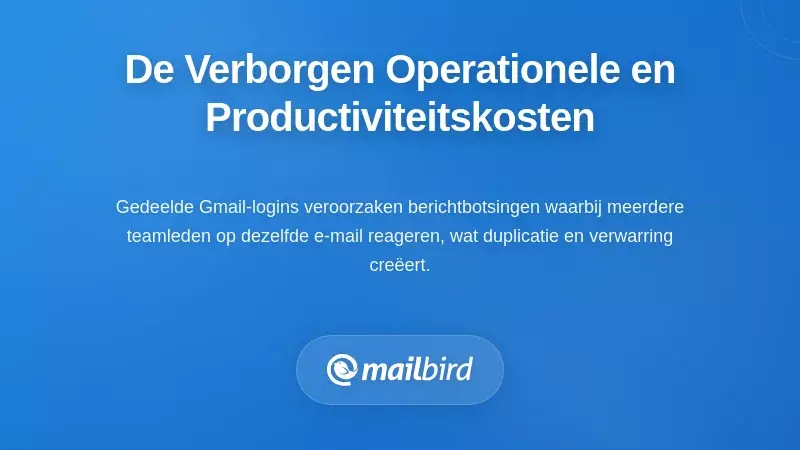 Diagram die het verlies aan teamproductiviteit en ineffici&euml;nties in workflows veroorzaakt door gedeelde e-maillogins toont