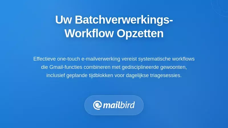 Gmail één-aanraking workflowdiagram dat batchverwerkingssysteem toont voor efficiënte e-mailtriage