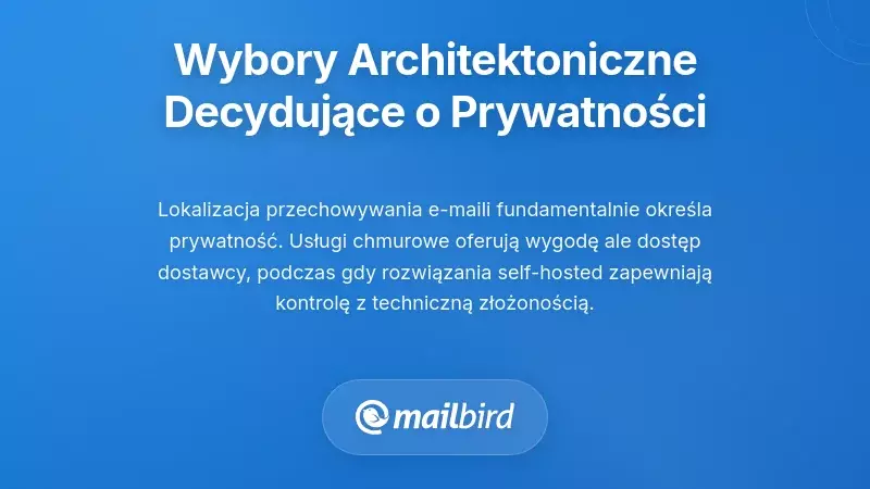 Por&oacute;wnanie architektury e-maila pokazujące opcje prywatności w chmurze vs lokalne przechowywanie