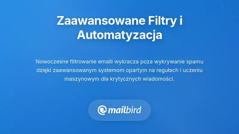 Panel filtrowania i automatyzacji poczty e-mail pokazujący inteligentne narzędzia do organizacji skrzynki odbiorczej