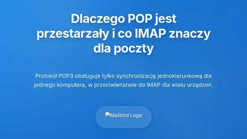Schemat porównujący protokoły poczty e-mail POP i IMAP pokazujący różnice w synchronizacji między serwerem a klientem