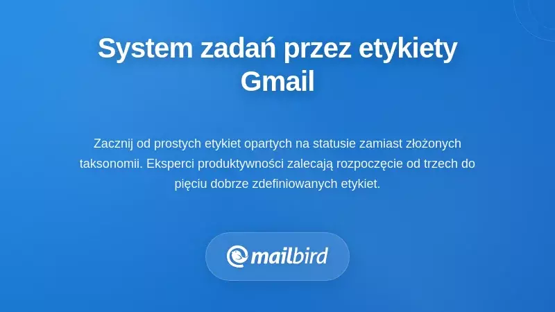 Schemat przepływu pracy projektowania systemu kolejki zadań etykiet Gmail w interfejsie Mailbird