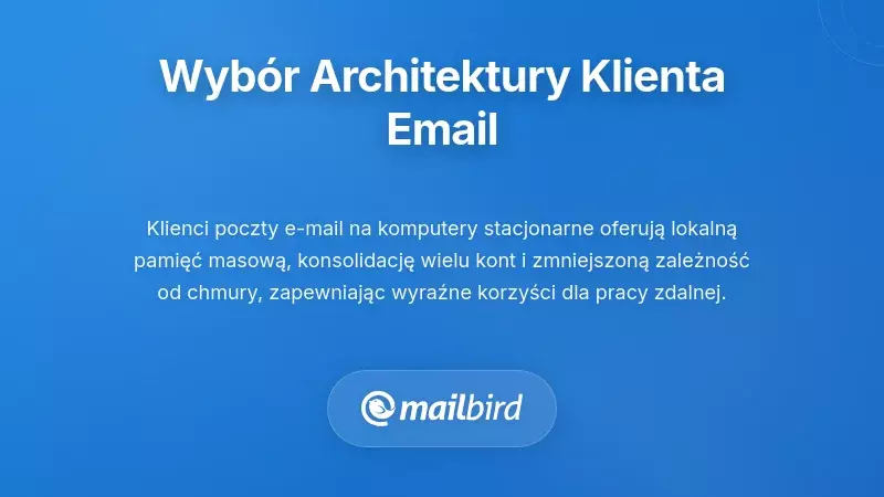 Porównanie architektur klientów poczty e-mail pokazujące rozwiązania desktopowe i webowe dla pracy zdalnej