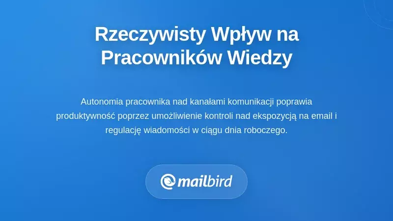 Pracownik wiedzy mający trudności z ciągłymi powiadomieniami email ograniczającymi autonomię
