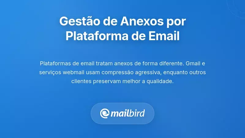 Compara&ccedil;&atilde;o de plataformas de email mostrando diferentes m&eacute;todos de gest&atilde;o e compress&atilde;o de anexos