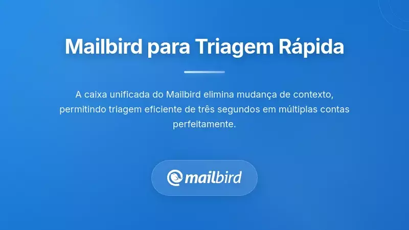 Interface do cliente de e-mail Mailbird exibindo recursos de triagem rápida e ferramentas de gestão da caixa de entrada