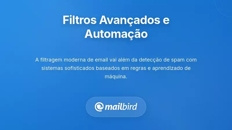 Painel de filtragem e automa&ccedil;&atilde;o de e-mails demonstrando ferramentas inteligentes de organiza&ccedil;&atilde;o da caixa de entrada