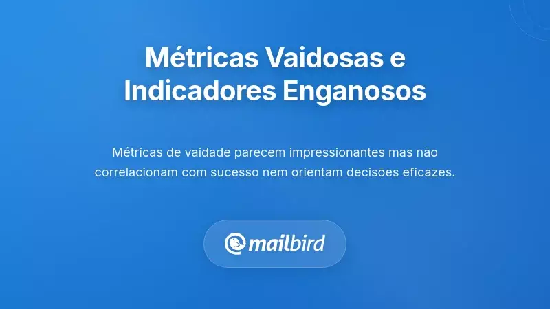 Gráfico comparando métricas de e-mail de vaidade versus indicadores significativos de produtividade da equipa