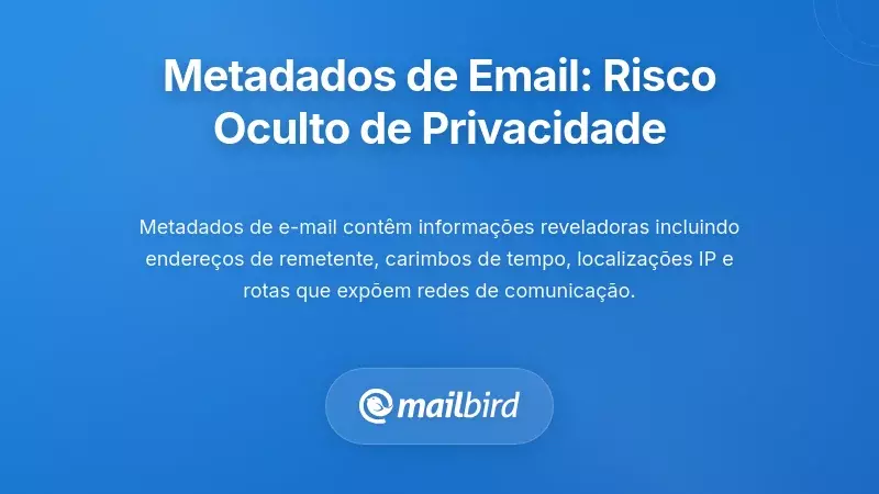 Visualiza&ccedil;&atilde;o dos riscos de privacidade dos metadados de email mostrando dados de rastreamento ocultos nos cabe&ccedil;alhos de email