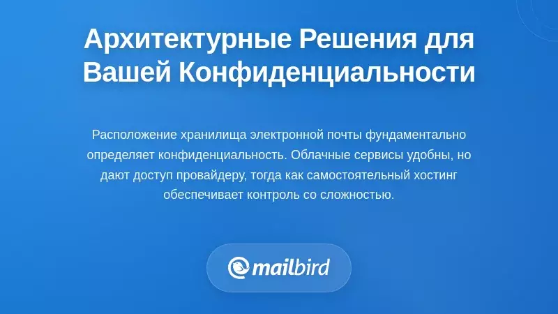 Сравнение архитектуры электронной почты, показывающее преимущества конфиденциальности облачных и локальных решений