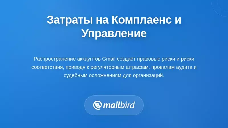 График оценки рисков соответствия, иллюстрирующий юридические риски от неконтролируемого разрастания аккаунтов Gmail