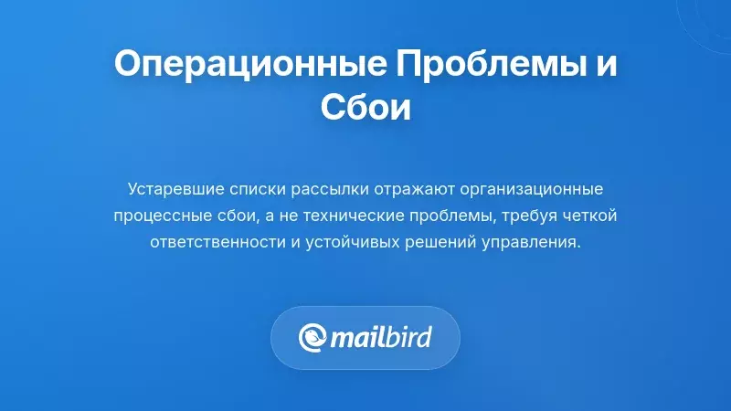Диаграмма, показывающая организационные сбои в процессах, вызывающие устаревшие списки рассылки электронной почты