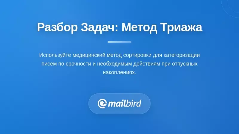Метод триажа электронной почты, показывающий организованную стратегию управления входящими для эффективной очистки накопившихся писем после отпуска