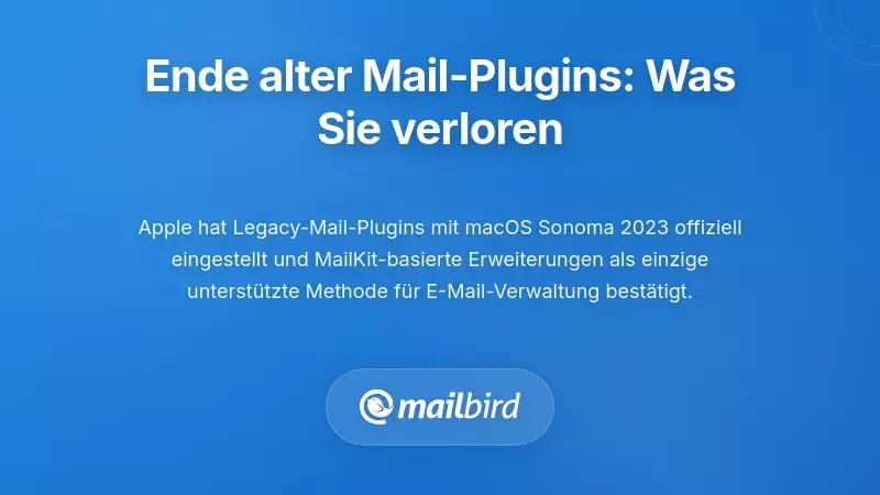 Abgelegte Apple Mail-Plugins-Schnittstelle, die nicht mehr unterst&uuml;tzte Funktionen f&uuml;r das Management von legacy E-Mails zeigt