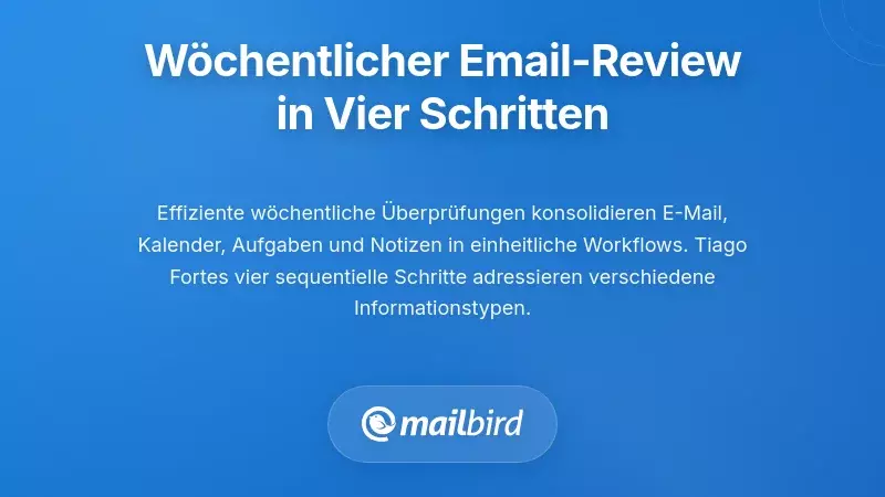 Vierstufiger w&ouml;chentlicher E-Mail-&Uuml;berpr&uuml;fungsworkflow, der Kalender-, Aufgaben- und Notizverwaltungssystem integriert