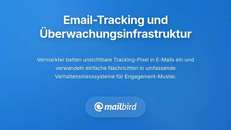 E-Mail-Tracking-Infrastruktur, die &Uuml;berwachungsmechanismen zeigt, die von Anbietern und Vermarktern verwendet werden