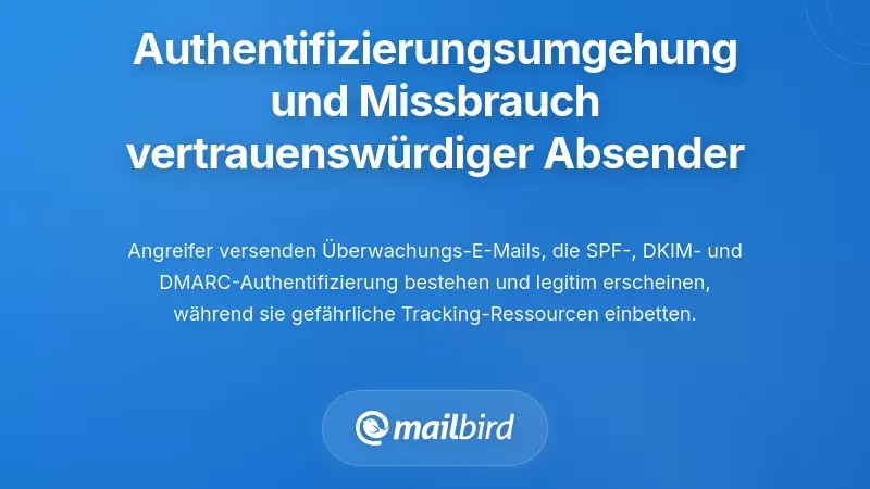Umgehung der E-Mail-Authentifizierung, die Überwachungsnachrichten durch Systeme zur Überprüfung vertrauenswürdiger Absender zulässt