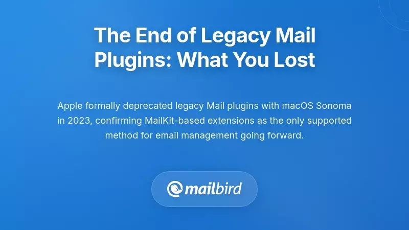 Deprecated Apple Mail plugins interface showing discontinued legacy email management features