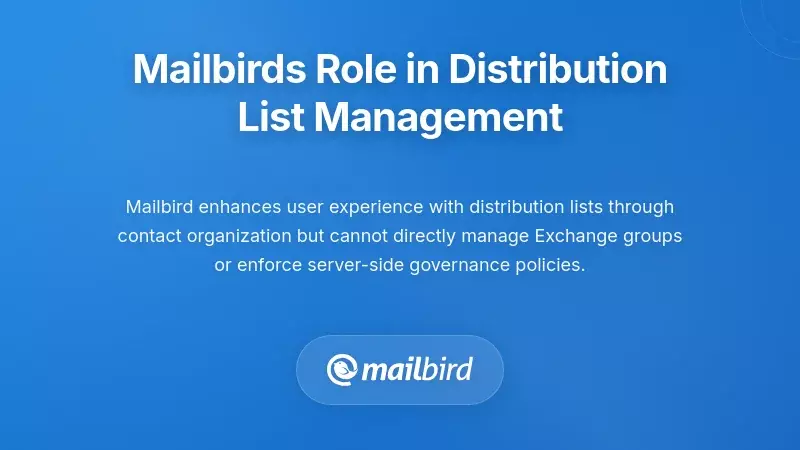 Screenshot of Mailbird email client managing distribution list settings