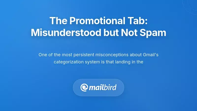 Gmail Promotions tab interface showing categorized emails separate from spam folder