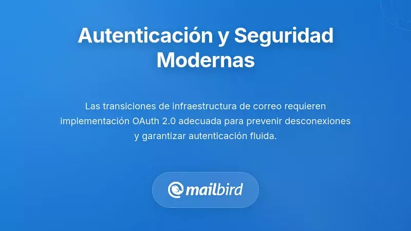 Aplicaci&oacute;n de correo de escritorio que muestra funciones modernas de autenticaci&oacute;n y seguridad para m&uacute;ltiples cuentas