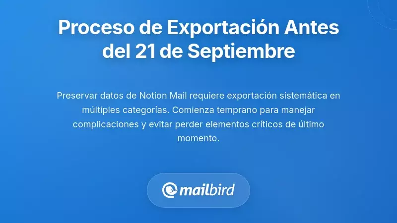 Proceso paso a paso de exportaci&oacute;n de datos de Notion Mail antes de la fecha l&iacute;mite del 21 de septiembre
